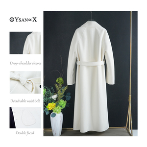 लक्जरी डबल-ब्रेस्टेड गर्म सफेद कश्मीरी कोट महिलाओं, महिलाओं के लिए महिलाओं का ऊन कश्मीरी कोट - Product Image 2