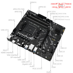 เมนบอร์ด B450 M AM4 ราคาโรงงาน รองรับ DDR4 4 ช่อง PCIe 3.0 X16 M2 สำหรับเล่นเกม พีซี Ddr4 B450m Am4 Socket - Product Image 2