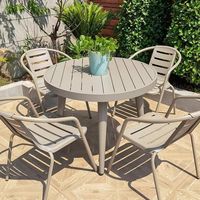 Ensemble table et chaises en alliage d'aluminium pour repas en plein air, design moderne, imperméable, pliable, couleur champagne, mobilier de jardin et de terrasse