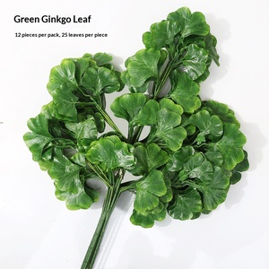 Ramas de Ginkgo Artificiales de Seda, Hojas de Otoño de Plástico Falsas, Decoración para Eventos y Bodas, Follaje Verde - Product Image 6