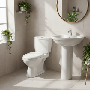 WC complet en céramique avec siphon en P pour salle de bain, toilette, cuvette de toilette, sanitaire, toilette à deux pièces - Product Image 2
