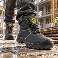 Chaussures de sécurité MaxiTough à embout d'acier pour hommes, anti-écrasement, résistantes aux perforations, imperméables, en cuir, bottes de travail industrielles
