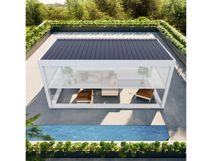 แผงเซลล์แสงอาทิตย์สนามหลังบ้านซุ้มไม้เลื้อยแผงโซลาร์เซลล์พร้อมรูเปิดหลังคาบานเกล็ดอลูมิเนียมเพอร์โกลา - Product Image 4