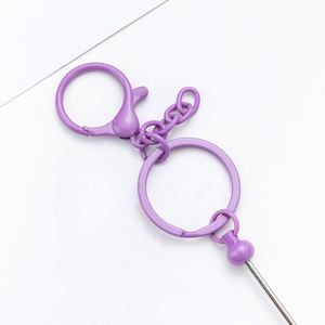Beadable Keychains in Bulk Cute Gradient Color Self Defense Beading <b>Keyring</b> Pendant <b>Charms</b> for DIY Bag Business Gift Wholesale - Product Image 2
