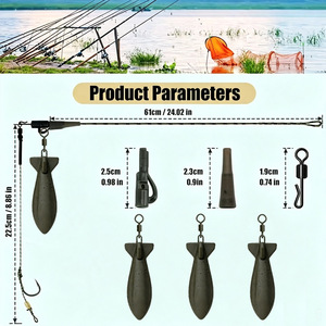 Rig de pêche à la carpe Missile Teardrop Swivel Sinker Rig Anti Current Reverse Bottom Dip Coated Long Cast 61cm 42g à 128g - Product Image 4