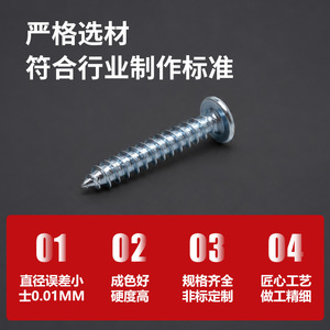 สกรูเกลียวปล่อยหัวจมแบบฟิลลิปส์ ยี่ห้อ Tongrui Hardware ขนาด M2-M6 หัวแบนใหญ่ ปลายแข็ง - Product Image 3