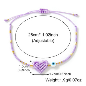Braccialetti dell'Amicizia Regolabili Go2boho con Cuore e Occhio del Diavolo, Gioielli Artigianali in Macramè Intrecciato per Donne e Ragazze - Product Image 5