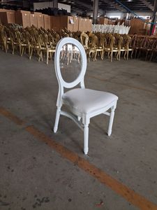 Silla apilable Louis XV para banquete, boda, fiesta, evento, resina blanca, plástico, comedor, Loui - Product Image 2