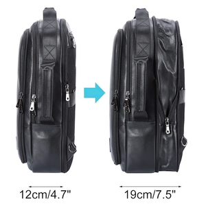 Mochila de Cuero Genuino para Hombre, Color Negro, 15.6 Pulgadas, Expandible, de Cuero de Grano Completo, para Portátil - Product Image 2