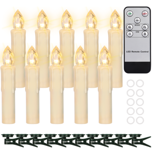 10 bán buôn mộc mạc Cây giáng sinh nến Clip-<span class=keywords><strong>on</strong></span> Pin Powered chức năng hẹn giờ ấm ánh sáng màu vàng tuyệt vời cho trang trí nội thất - Product Image 1