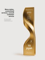 Nouveau Trophée Personnalisé en Alliage d'Aluminium 2026, Forme Vague Créative, avec Gravure Gratuite et Impression UV pour Événements et Récompenses d'Entreprise