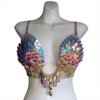 Bling Diamant Cristal Gland Soutien-Gorge De Danse Du Ventre Vêtements De Danse Exotique Stripper Outfit Sexy Party Club Femmes Sequin Strass Bikini