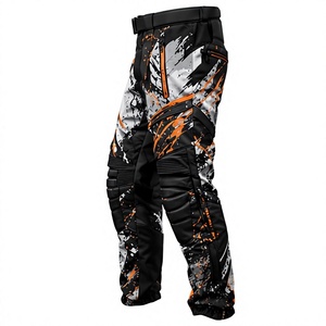 Pantalon de moto pour homme, noir et orange, uni, long, softshell, résistant à l'eau, avec poches, coupe classique, pour l'hiver et les activités de plein air - Product Image 2