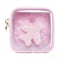 Pochette de voyage transparente en PVC portable et tendance pour poignée de sac, trousse de maquillage étanche avec fermeture éclair, rangement écologique DIY