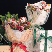 Papier d'emballage pour bouquet de Noël imperméable en kraft, motif renne, joyeux Noël, papier d'emballage pour fleurs, papier cadeau de Noël