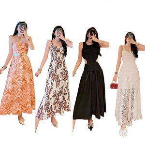 slim fit dress slacks Hoopla Blue Maxi Hawaiian Dress with Hibiscus Blooms main image 0