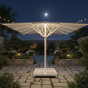 <span class=keywords><strong>Parasol</strong></span> extérieur surdimensionné en alliage d'aluminium avec éclairage LED solaire personnalisé pour cour, restaurant, zone touristique, <span class=keywords><strong>parasol</strong></span> à mât central - Product Image 2