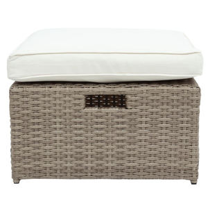 Ensemble de meubles de patio portables modernes, 4 pièces, canapé en osier pour conversation en plein air avec ottoman et coussins, gris foncé beige - Product Image 6