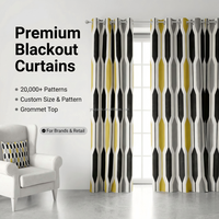 Rideaux occultants modernes à œillets, motif hexagonal rayé, haute densité, imprimé géométrique 3D jaune, gris, noir, panneaux insonorisants