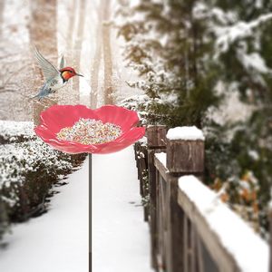 Estación de comederos para pájaros salvajes utilizada para el baño de pájaros, cuenco de riego para atraer Colibrí en el patio trasero decorativo, Amapola roja - Product Image 4