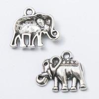 Breloque éléphant à tronc torsadé orné en alliage de zinc pour embellissement de scrapbook sur le thème du safari