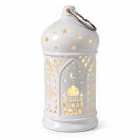 Lanterne en céramique à piles, lumière LED décorative, design mosquée islamique, décoration de table pour la maison, Eid Mubarak