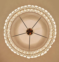 Lustre suspendu rond en cristal doré à trois couleurs avec variateur d'intensité pour chambre d'hôtel en Europe