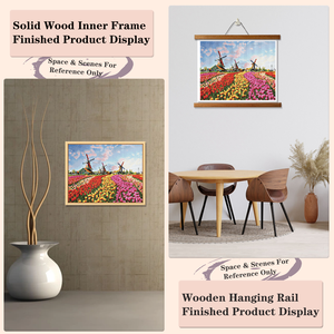 Kit de Pintura de Diamantes Campo de Tulipanes con Molinos de Viento, Taladros Cuadrados Impresos, Marco DIY Incluido, Estilo Paisajístico - Product Image 5