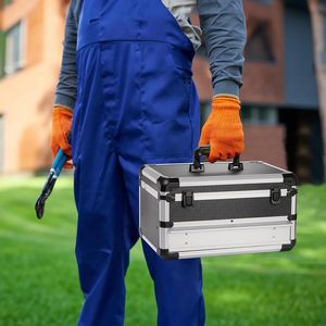 กล่องเก็บเครื่องมือแบบพกพาพร้อมกุญแจล็อค, กล่องใส่เครื่องมือแข็งแรงทำจากอลูมิเนียมอัลลอยด์พร้อมลิ้นชักสำหรับสำนักงาน, โกดัง, โรงยิม, โรงเรียน - Product Image 6