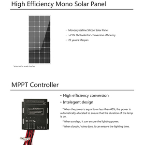 Lampe solaire LED à commande optique 60W 100W 120W, étanche IP66, pour mur extérieur et éclairage de rue - Product Image 2