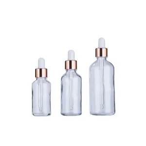 Groothandel 5Ml 10Ml 15Ml 20Ml 30Ml 50Ml 100Ml Clear Glas Lotion Eye Olie rose Gold Druppelflesje