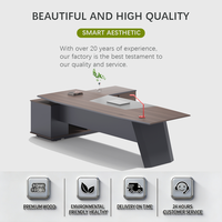 Escritorio Ejecutivo Moderno de Lujo en Forma de L con Construcción de Aluminio y Madera, Fácil Montaje, Diseño Contemporáneo