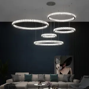 Modern LED crystal chandelier&pendant lights 40+60+80+100 circle hanging lamps for home hotel villa
