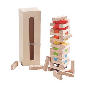 Jeu <span class=keywords><strong>de</strong></span> dominos <span class=keywords><strong>de</strong></span> <span class=keywords><strong>construction</strong></span> bricolage 54 pièces commandes en gros logo personnalisé en bois tour jouet empilable tour - Product Image 5