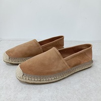 Espadrilles de luxe en cuir d'agneau pour hommes et femmes mocassins plats en cuir véritable paille mocassins décontractés chaussures avec logo personnalisé usine de chaussures