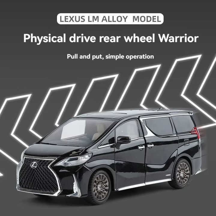 1:24 Lexus LM300 Diecast Model Car with Key Sound & Light Pullback Metal Toy Ornament Superhero Car Decorate Model