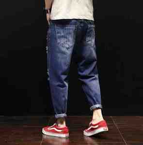 Jeans Men Summer New <strong>Old</strong> Hole Harem <strong>Pants</strong> Japanese Nine Points <strong>Pants</strong> Loose Large Size Harlan Brand - Product Image 5