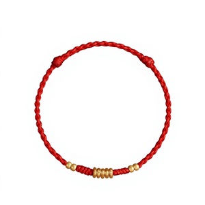 Bracelet en corde de fer rouge <span class=keywords><strong>Wufu</strong></span> Ankang avec perles dorées porte-bonheur pour femme, tressé à la main, pour cette année de vie, cadeau porte-bonheur - Product Image 1