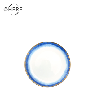 Di lusso spiaggia di <span class=keywords><strong>sabbia</strong></span> blu e oro spiaggia design pattern Cena caricatore Piastre di ceramica stoviglie in ceramica Personalizzato - Product Image 5