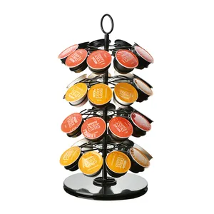 To place a lot of coffee capsule 360 degree rotating metal rack