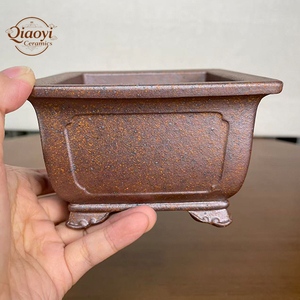 Pot de fleurs carré <span class=keywords><strong>en</strong></span> céramique Yixing vintage, motif irrégulier, respirant, durable, écologique, cuite au <span class=keywords><strong>bois</strong></span> violet, pour <span class=keywords><strong>jardin</strong></span> - Product Image 4