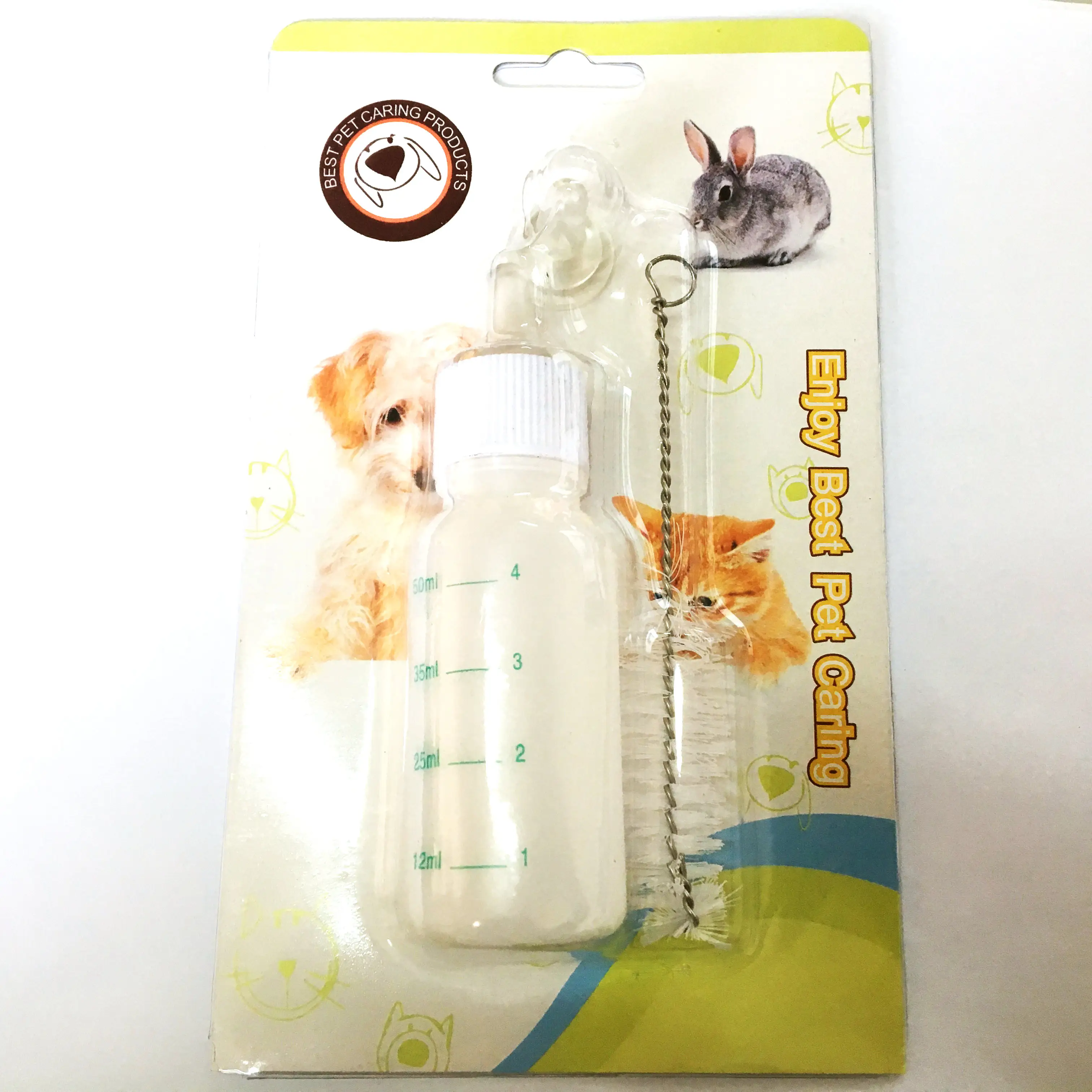 Mamadeira alimentadora de plástico 50 ml, bebê, animal de estimação, filhote de cachorro, leite, enfermagem, com mamilo extra e escova