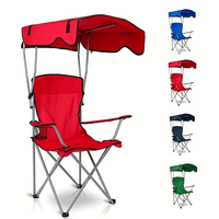 Chaise pliante d'extérieur en acier inoxydable portable avec auvent pare-soleil pour le camping, la randonnée, la plage, la pêche, le jardin