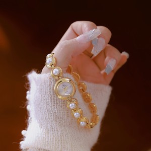 Reloj de Pulsera de Cuarzo con Cadena de Perlas Elegante y Vintage para Mujer, con Esfera Redonda Delicada, Reloj de Joyería de Moda de Lujo para Uso Diario - Product Image 3
