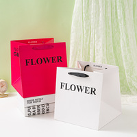 Op maat gemaakte vierkante cadeauverpakkingstas met lint en handvat voor bloemenboeketten, voor feesten en festivals, groothandel