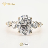 Bague de mariage unisexe TELULA Classic 3CT, coupe ovale, certifiée GRA, plaquée or, sertie de griffes, en argent sterling S925, moissanite
