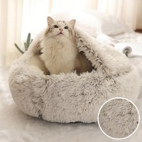 Coussin d'hiver long et confortable en peluche unie pour chat et cage à animaux, panier chaud rembourré en coton, sac de couchage pour chien, nid pour petits chats