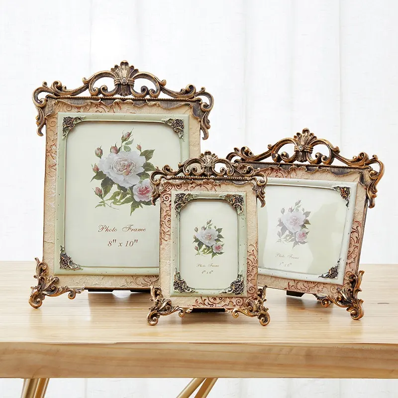 Cornice per foto in stile europeo cornice per foto in resina vintage di lusso decorazione per la tavola di nozze per la casa