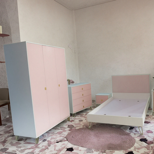 Set di Mobili per Camera da Letto per Bambini in Legno Rosa e Bianco con Funzioni di Archiviazione per Neonati e Bambini Arredamento per la Casa - Product Image 3