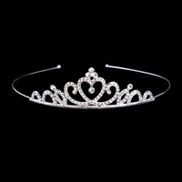 Couronne de princesse en alliage et strass pour enfants, vente en gros d'usine, diadème en quartz transparent pour filles, anniversaire, mariage, fête